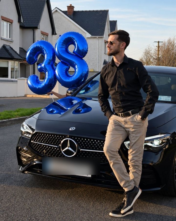 Денис у машины в день рождения, Ирландия